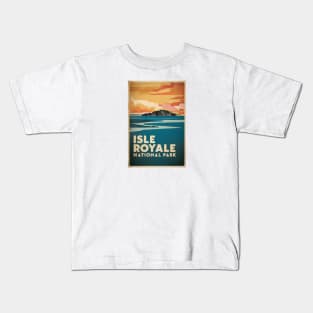 Isle Royale National Park Retro Poster Illustration Kids T-Shirt